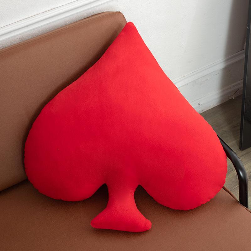 Squishy Down Cotton Stuffed Poker Plush Pillow Soft Red Black Spade Diamond Heart Club Back Support Sofa Chair Bed Decor Gift