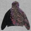Womens Dark Skull Print Hoodie Long Sleeve Loose Streetwear