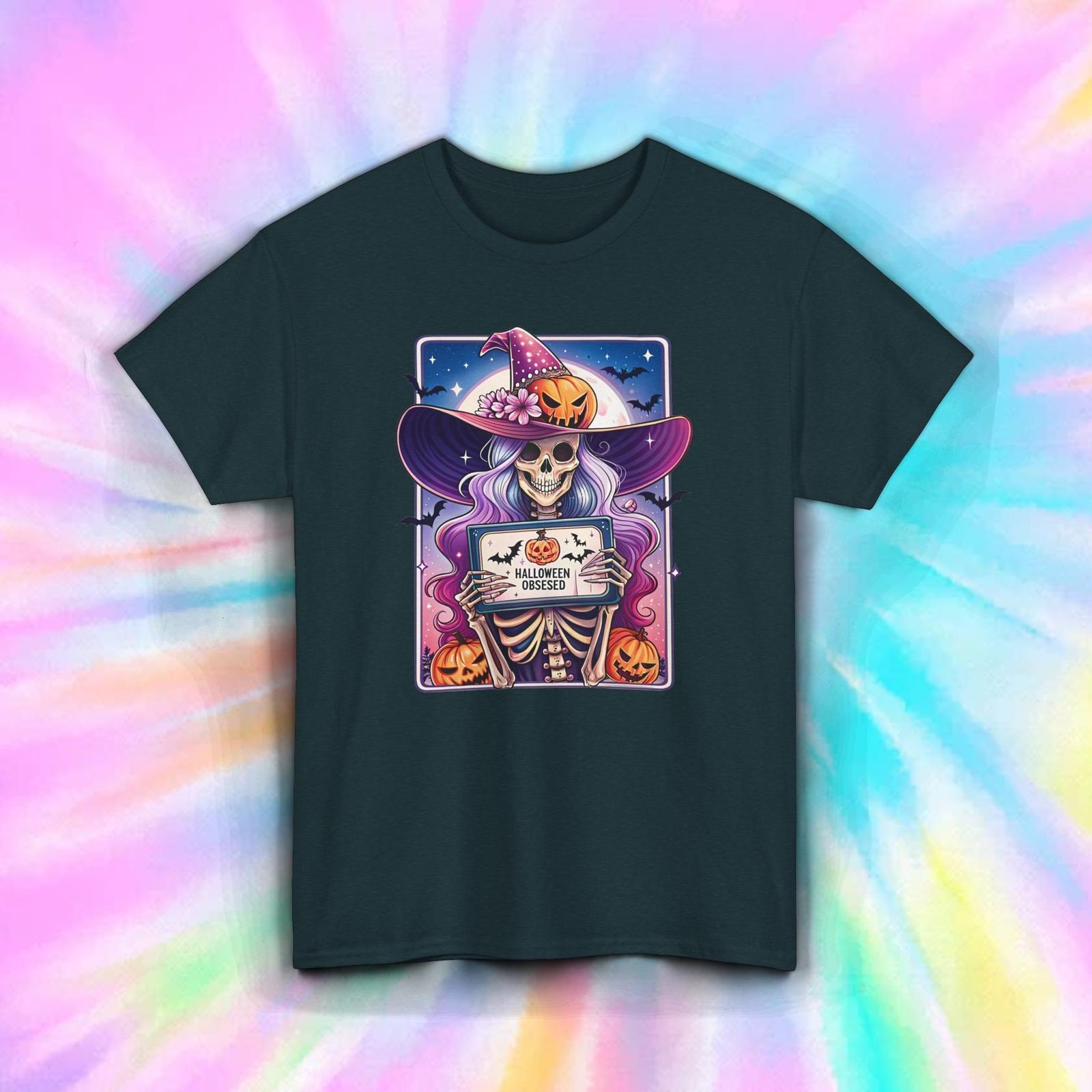 Halloween Obsessed Shirt Witch Skeleton Pumpkin Spooky Fall Graphic Tee S-5XL S разноцветный
