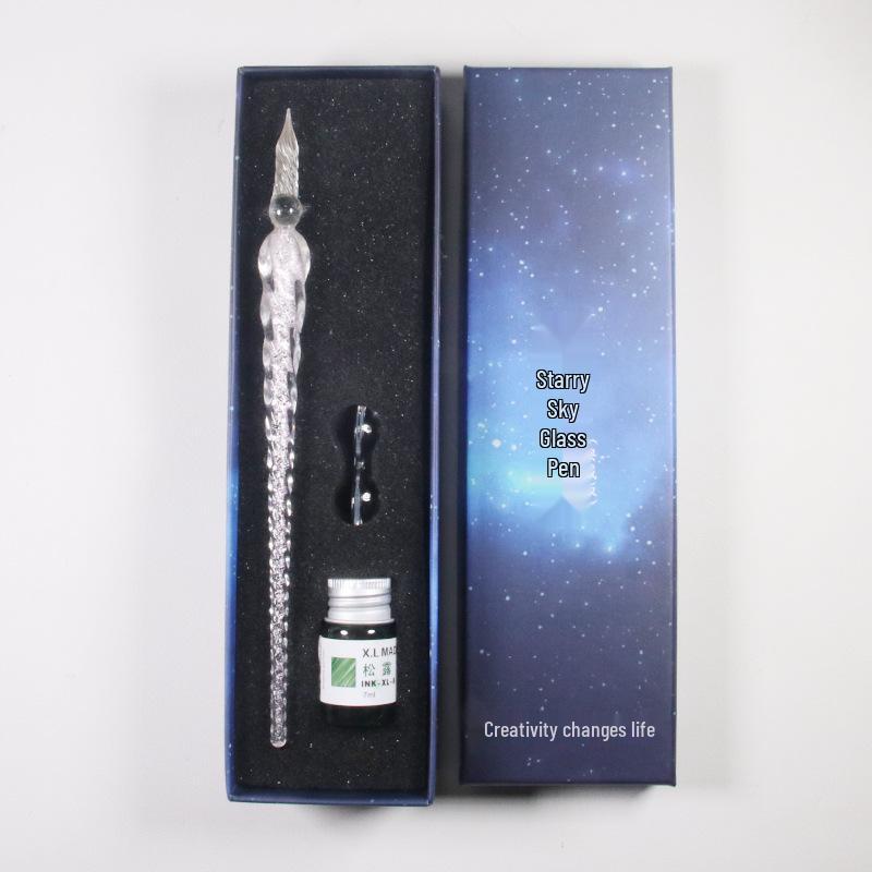 Starry Sky Glass Dip Pen Set: Crystal Signature & Student Pen Stationery Gift