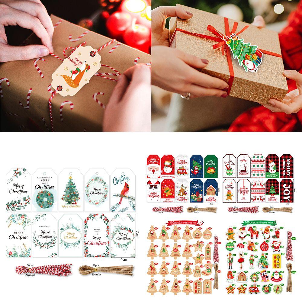 100pcs DIY Wrapping Supplies Kraft Paper Christmas Labels Kraft Tag Hang Tags Gift Wrapping