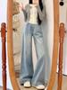 Light-coloured Wide-legged Jeans Female Large Size Loose Skinny Pear-shaped Drape Straight Straight Trousers Jeans for Women Long Denim Pants
