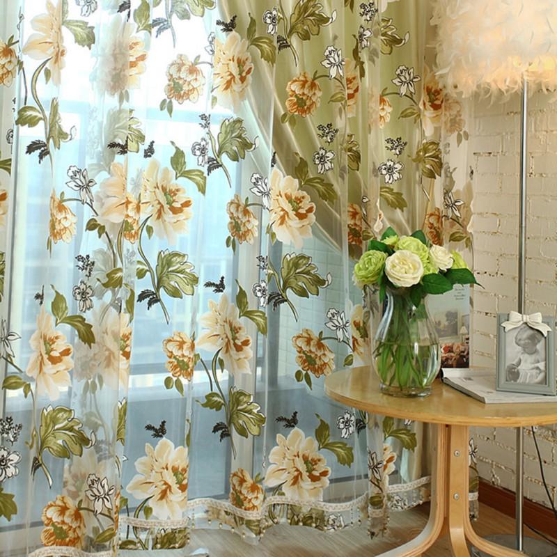 Floral Tulle Curtians for for Living Room Kitchen Embroidered Sheer Curtains Rapes For Bedroom Luxury Floral Tulle Curtains