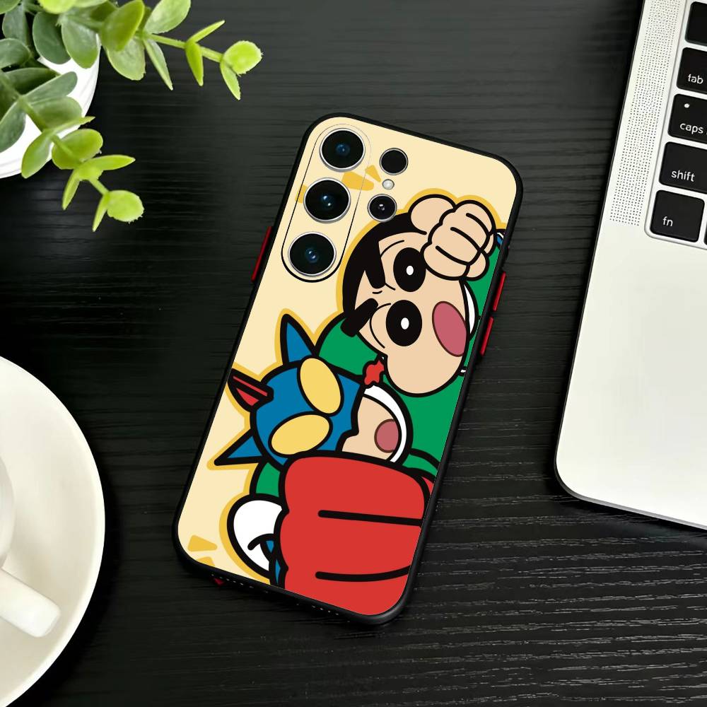 Cartoon C-Crayon Shin-chan Phone Case For Samsung S26,S25,S24,S23,S22,S21,S20,Plus,Fe,Lite,Others Black Cover