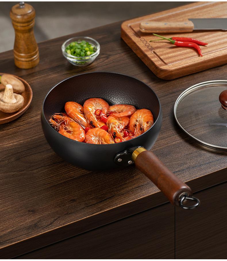 Handmade Non-stick Small Iron Wok - Uncoated Frying Pan