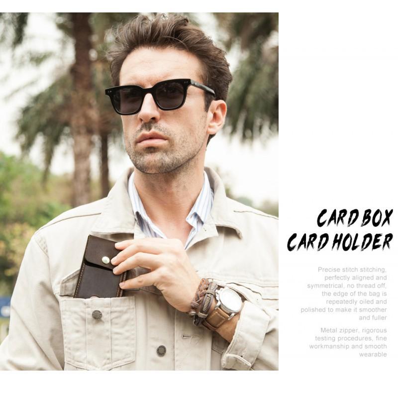 Crazy Horse Leather RFID Anti Theft Brush Automatic Card Box Leisure Fashion European American Trend Set Bag