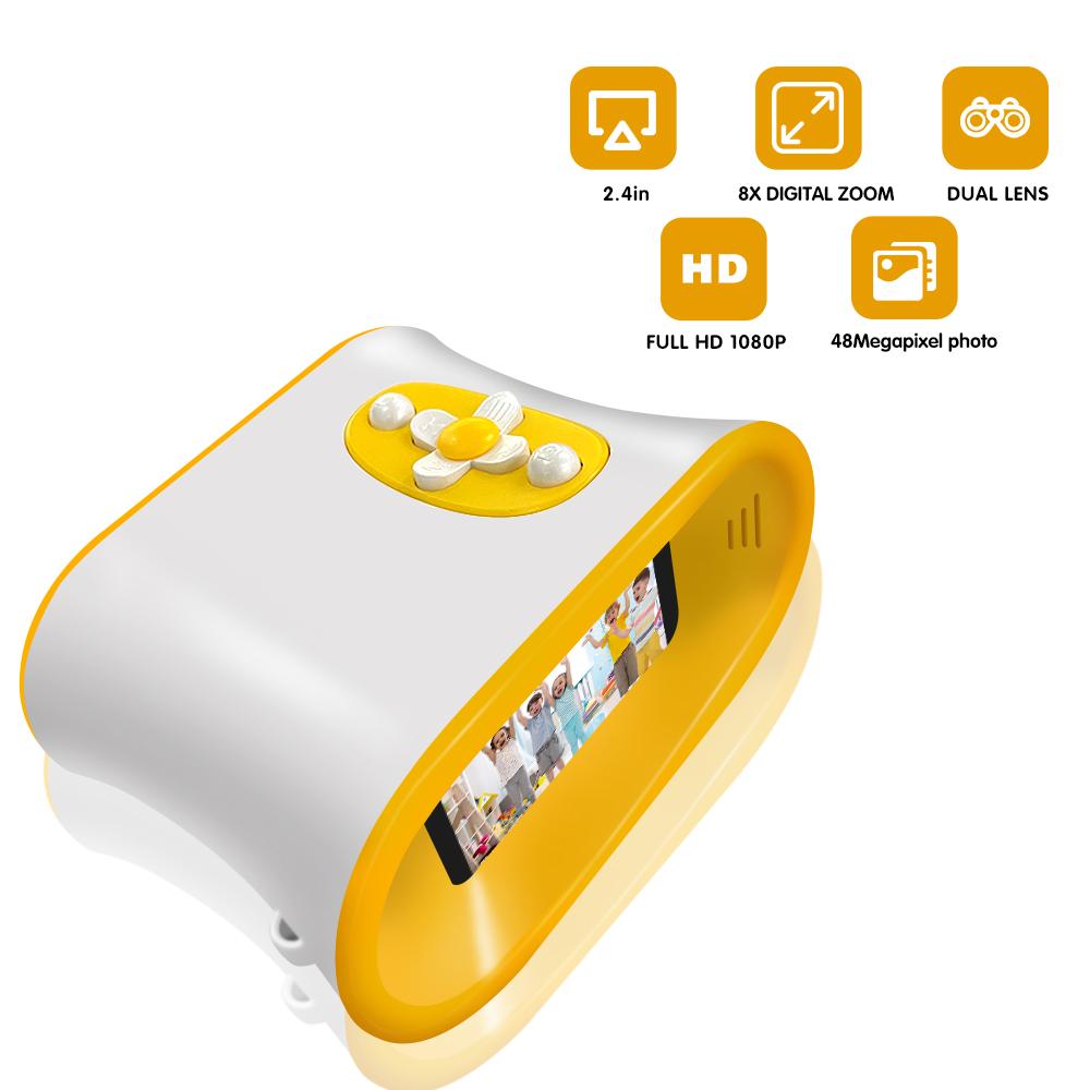 

DT15 Kids Microscope Telescope Portable Children Color Digital Camera Binocular with 2.4 Screen Yellow