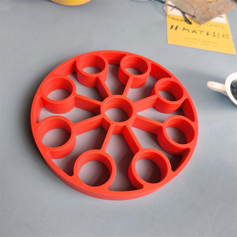 9-Hole Round Egg Steamer 648 Silicone Mold Round Steamer Drain Heat Insulation Pad Egg Tray Baking Tool