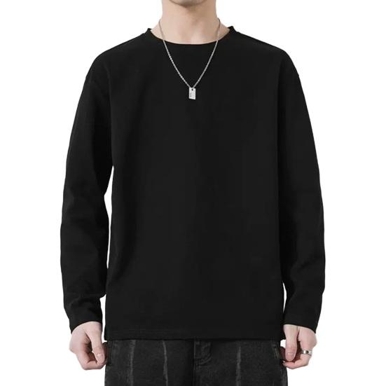 Men Sport Top Loose Pure Color Round Neck Quick-drying Plus Size Mid Length Long Sleeves Homewear Gym Running Basketball T-shirt