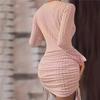 2024 Autumn European & American Women's Solid Color Round Neck Bodycon Dress