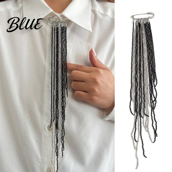 Dangle Brooch Beaded Tassel Pin Boho Chain Retro for Women