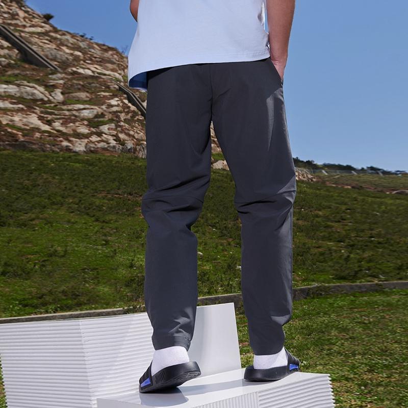 Adidas Solid Logo Elastic Waist Woven Tapered Joggers Men Bottoms Solid-Grey IP3975