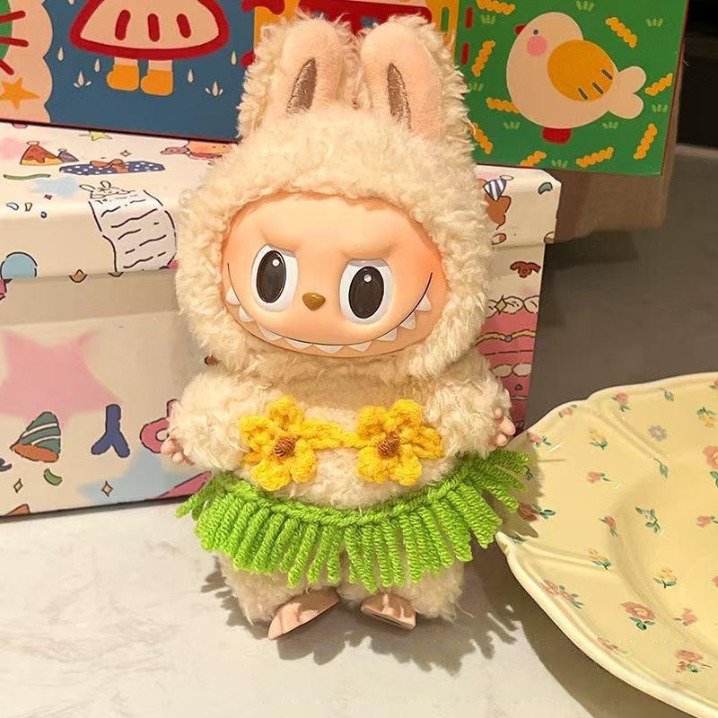 Pro 17cm panenku Labubu Oblečení Slunečnicová Červená Květina Tlukot Srdce Makronka oblečení labubu roztomilé oblečení labubu