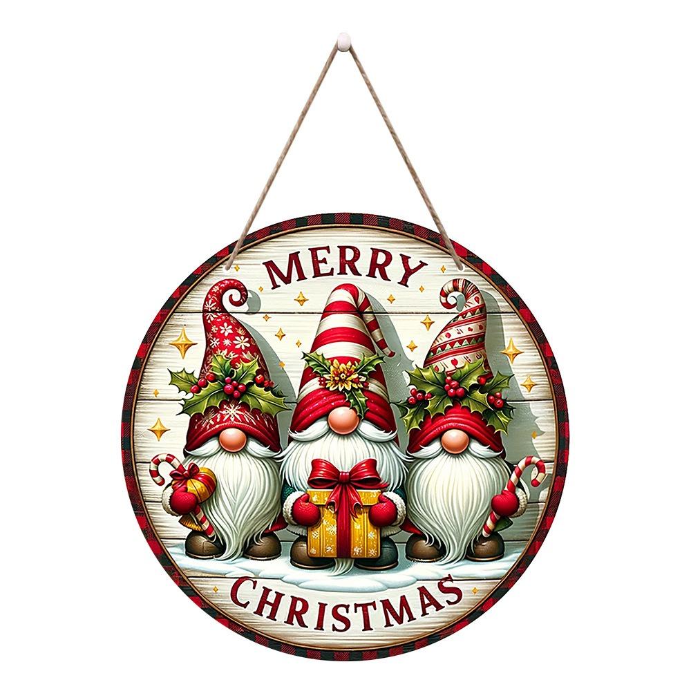 Ornaments Dwarf Hanging Candy Cane Pattern Christmas Doorplate Christmas Wooden Sign Farmhouse