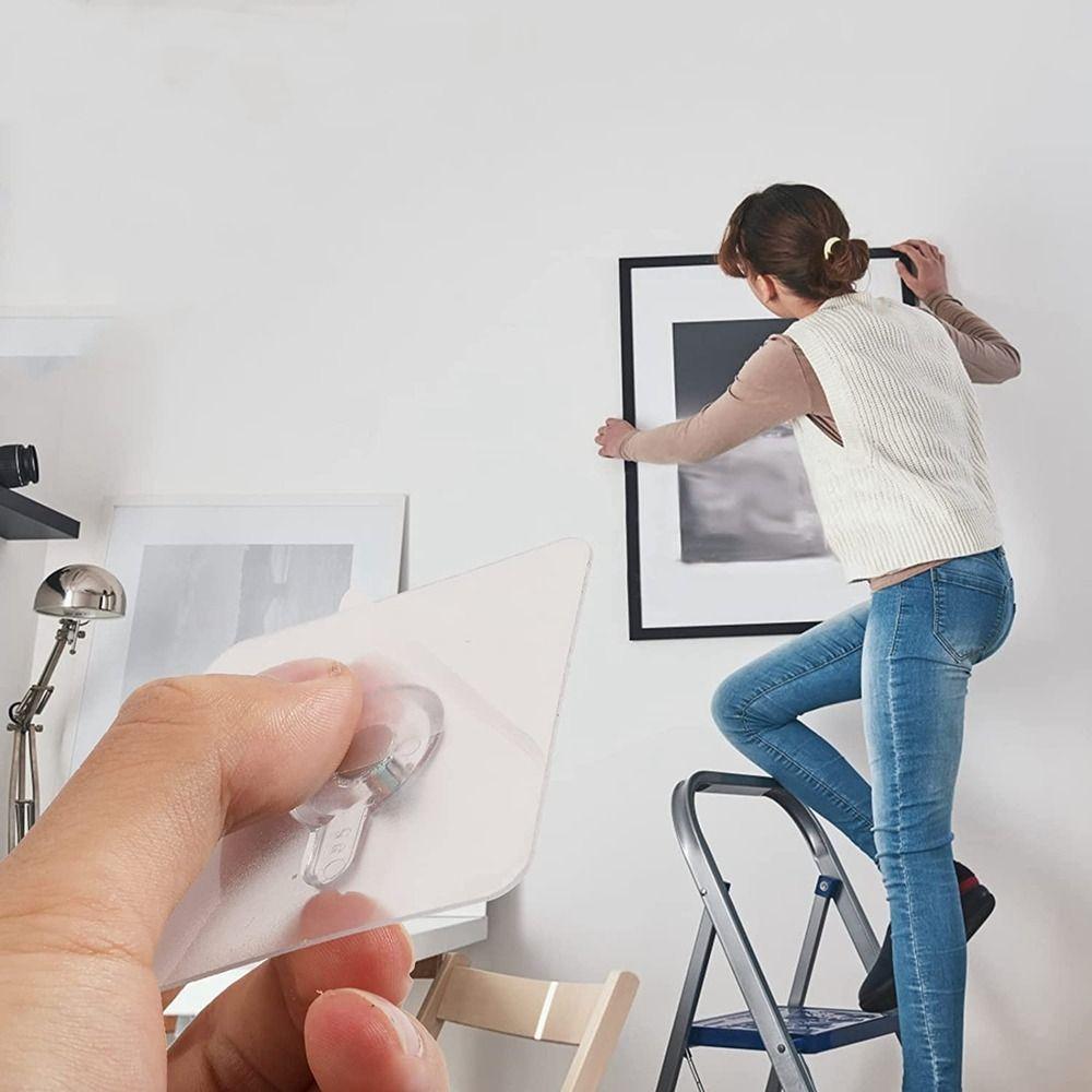 10Pcs Transparent Adhesive Wall Hook Plastic Non Trace Stickers Wall Screws Hanging Nails  Cabinet
