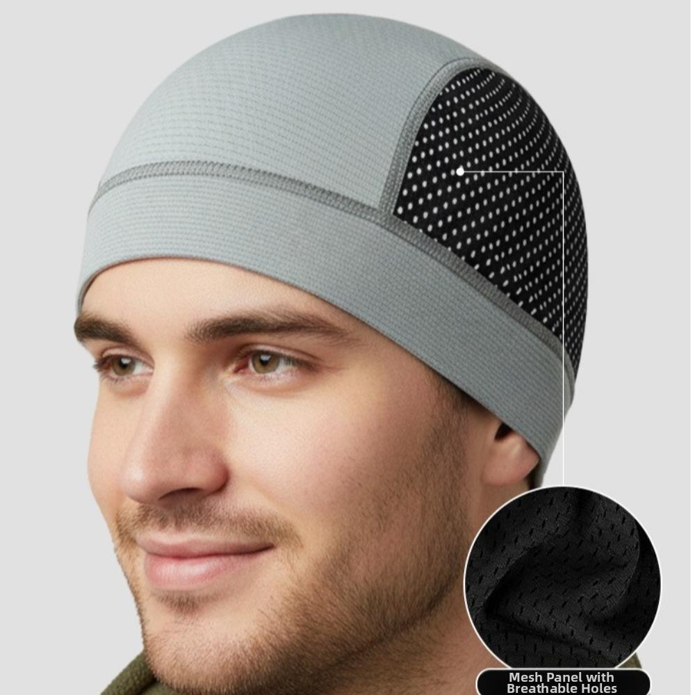Casual Thin Mesh Skull Beanie Cap Quick Dry Breathable Cycling Helmet Liner Cap Sun Protection Solid Color Summer Cycling Cap