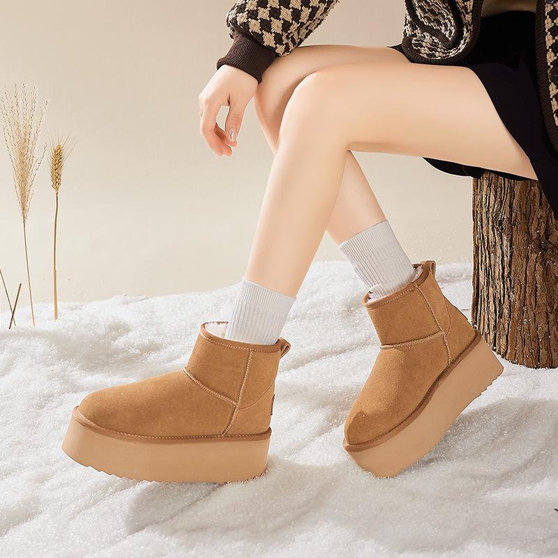 Augustine Platform Snow Boots 2025 New Winter Leisure One-pedal Velvet Short Boots Thickened Bread Cotton Shoes