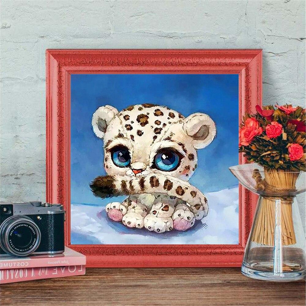 5D-Diamantgemälde zum Selbermachen, Leoparden-Schnee, voller Bohrer, quadratisch, Bastelset, Diamant-Stickerei, Tiermosaik, handgefertigtes Geschenk, Wandkunst