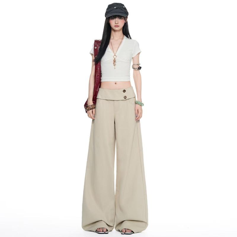 VIONA American Retro White Wide Leg Jeans Women Summer Loose Fit Simple Versatile Fashionable Floor-Length Pants Casual Trousers