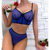 New Fashion Sexy Underwear Fish Bone Contrast Mesh Sexy Perspective Gathering Lingerie Set