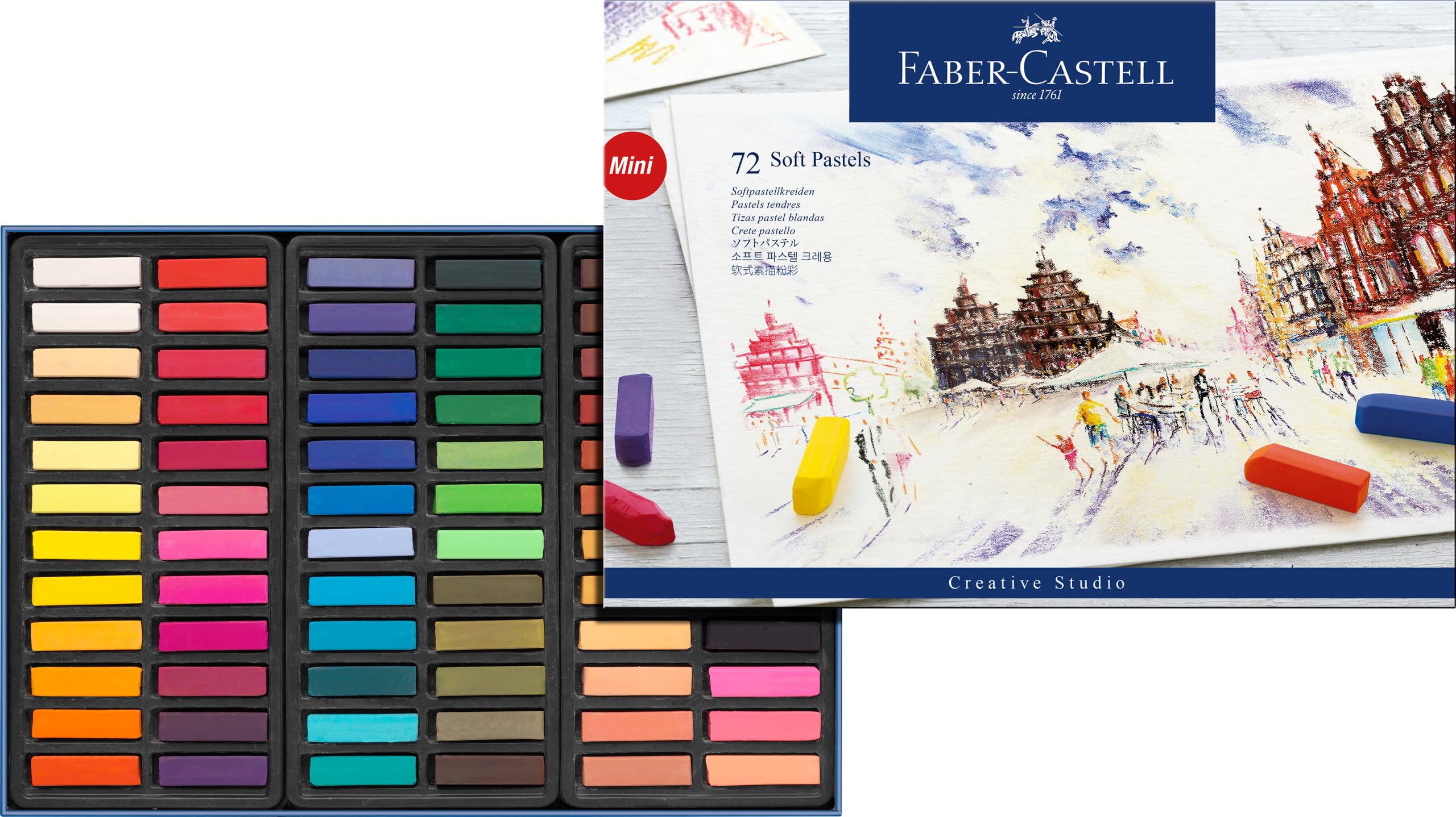 

Faber-Castell Soft Pastels, 70 Colors, 72-Piece Set, Paper Box, 128272 [Official Japanese Product]