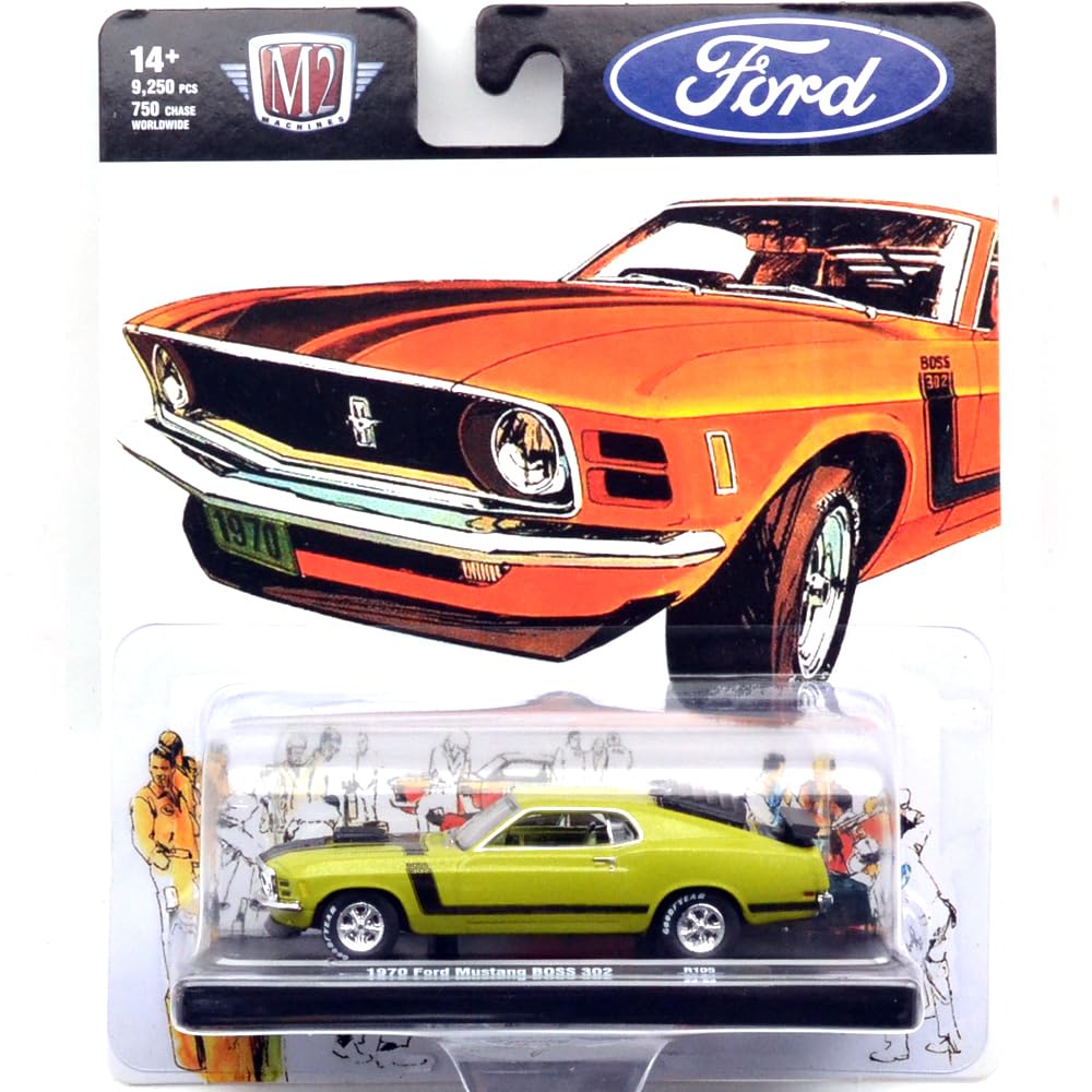 M2 MACHINES Масштабная серия 105 Ford Mustang Boss 164 Водительская  1970 302  11228-105-04 [Товар] зелёный