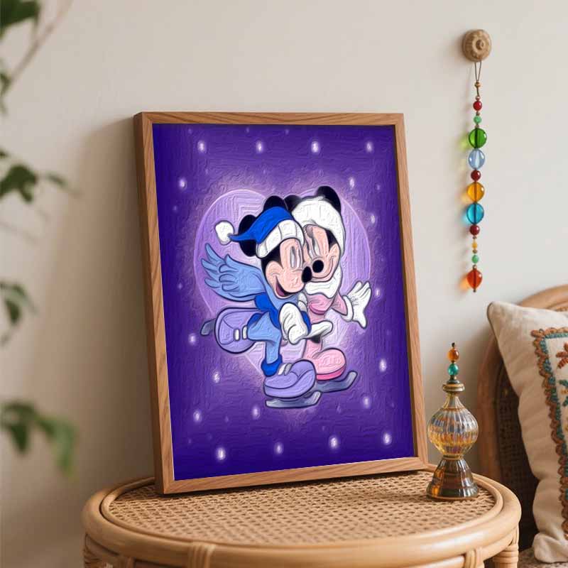 Disney DIY Painting Kit Winter Skating Mickey Minnie Classic Style Home Decor Craft Gift Idea Wall Art Ornament Romantic Holiday Fun