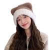 Herbst- und Wintermützen für Damen Einfarbig Vielseitige gestrickte Wollmützen für Winterwärme Niedliche Ohren-Überzieh-Mütze Ohrenschutz Kalte Mütze Neu