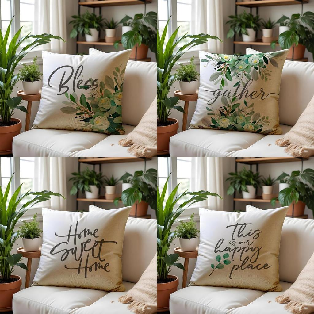 Home Decor Gather Happy Place Home Sweet Bless Pattern Cushion Cover Suitable For Sofa Bedroom Car Pillow Cover
