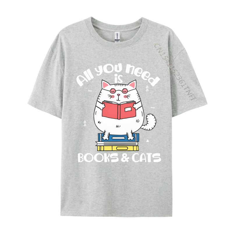 T-shirts Drôles pour Hommes Tout Ce Dont Vous Avez Besoin Ce Sont Des Livres Chats T-shirts Lire Livre T-shirt Mode Coton T-shirts Personnalisé Nouveaux Hauts T-shirts