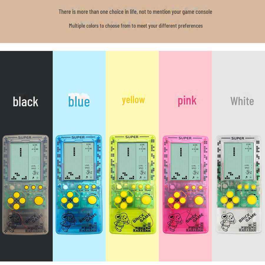 "2023 Nostalgic Tetris Game Console, 4.1-Inch Screen, Transparent Frosted Shell, Handheld"