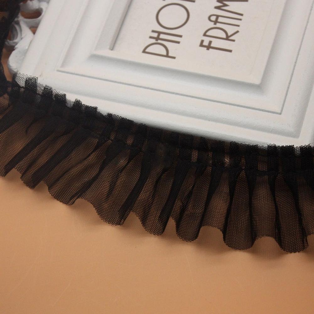 Stretch 5CM Wide Ruffled Lace Fabric Double Layer Pleated Ribbon Trim for Doll Clothes Costume Splicing & DIY Craft Decoration