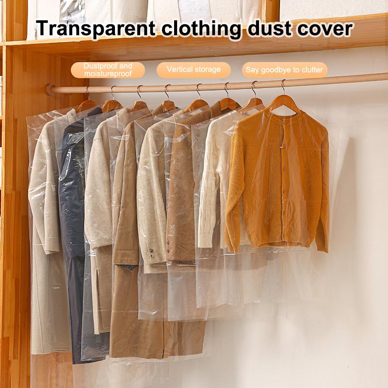 1Pcs Clothes Dust Cover White/Black Fully Enclosed Washable Dust Bag Peva Household Dust Cover With Zipper Coat Suit Cover