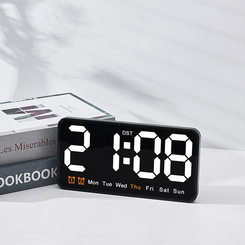 Digital Wall Clock With Temperature And Led Display For Living Room Decor