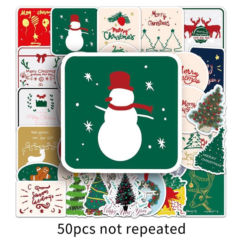 50 Christmas Personalized Graffiti Original Cartoon Holiday Waterproof DIY Water Cup Luggage Stickers