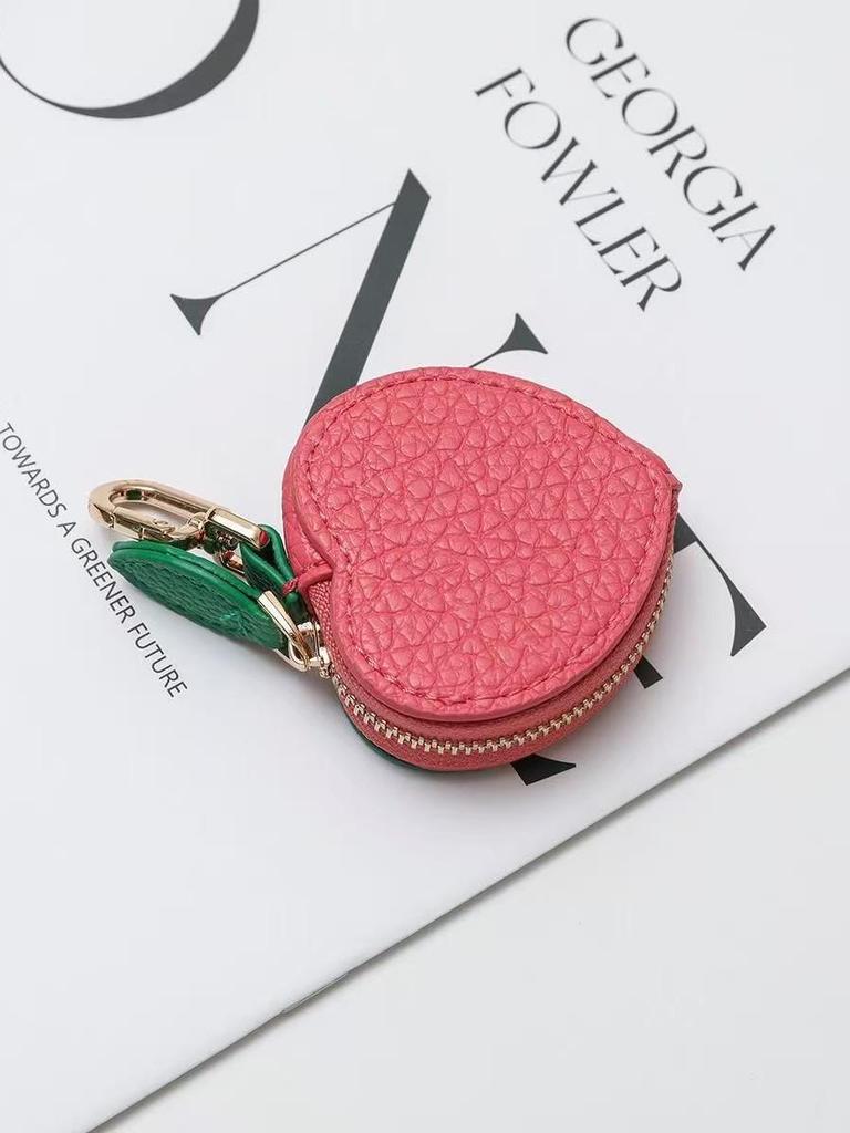 Damen Mode Erdbeere Mini Leder Geldbörse Schlüsselanhänger & Taschenanhänger