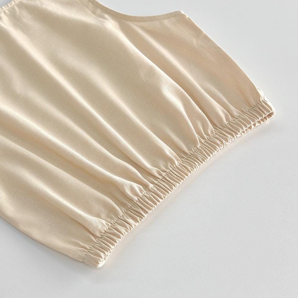 Hot Sale Cotton Linen Solid Color Set Spring Summer Casual Women's Vest Split Long Pants Two-Piece Set