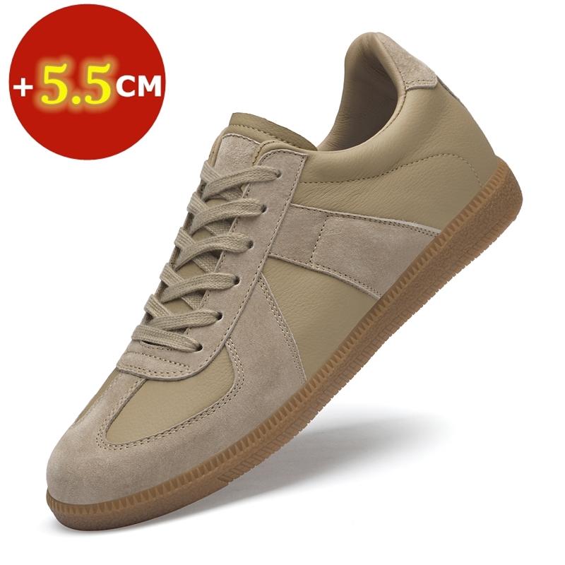 Classic Elevator Shoes High Quality Men Suede Leather Patchwork Casual Shoes Lace Up Round Toe Outdoors Lift Sneakers Zapatillas
