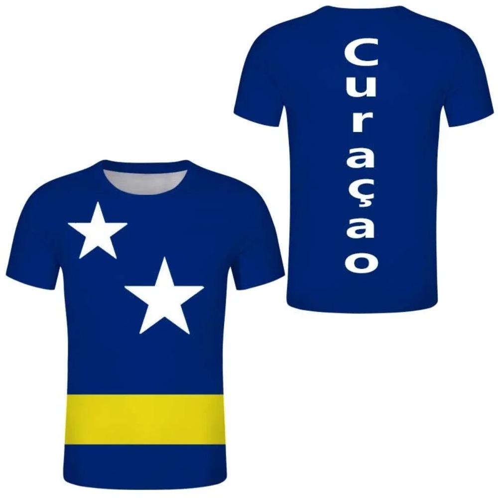 Republic of Curacao Flag T-shirt 2024 Summer Casual Fashion Graphic T Shirts Men Football Sports Autonomous Day Designer Clothes