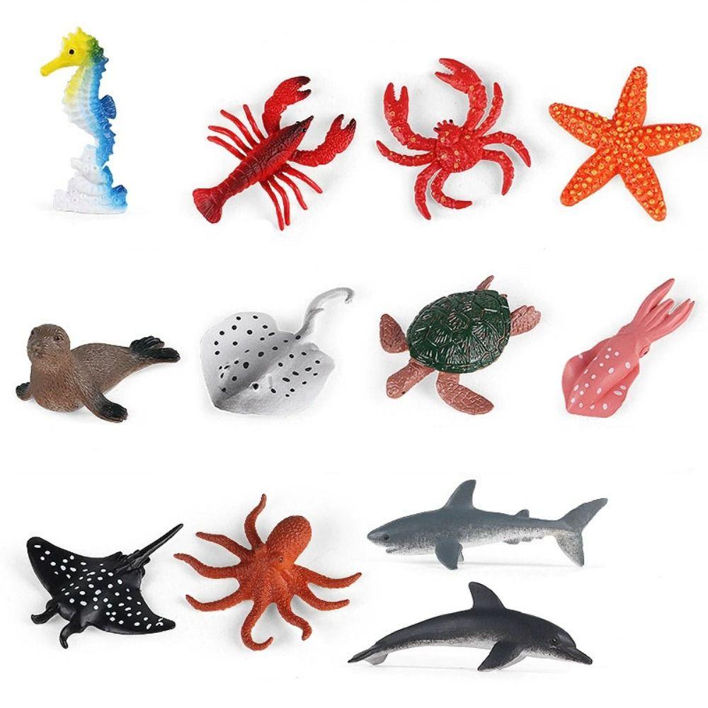 12pcs Plastic Sea Life Animals Model Starfish Simulated Fish Tank Decorations  Kids Birthday Gift