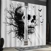 2pcs Classic Gothic Skull and Branches Black and White Polyester Decorative Curtains   Scary Art Design for Home Decor