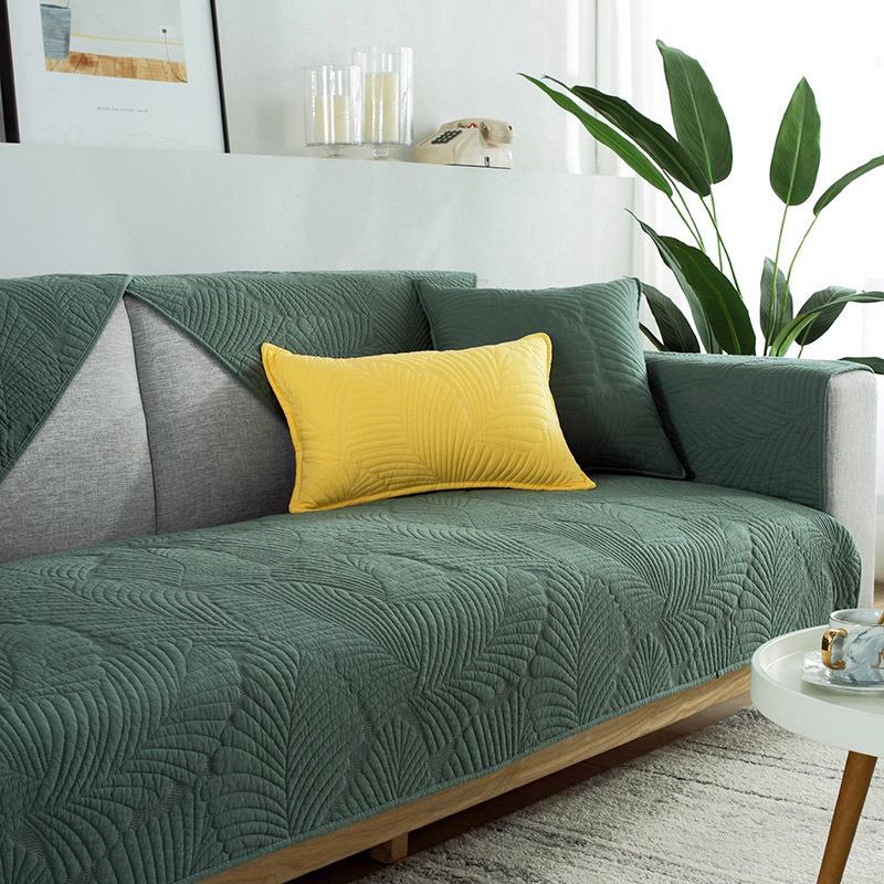 

2023 Чистый хлопок Нескользящие диванные подушки: Современные четырехсезонные обложки 70*120cm (Armrest/Cushion) зелёный