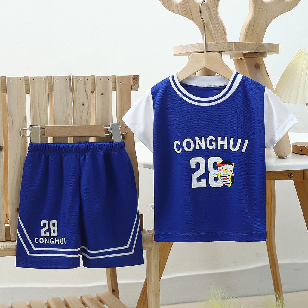 Children's Basketball Jersey Set Boys Girls Dry Fit Mesh Summer Sports Wear Short Sleeve Kids Clothing Athletic Outfit