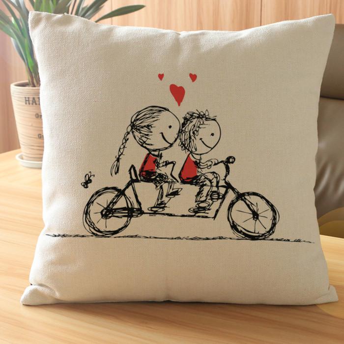 Couples Minimalist Creative Love Cotton Linen Cushion Cover Valentine Gifts Home Decorative Seat Sofa Throw Pillow Case Cojines