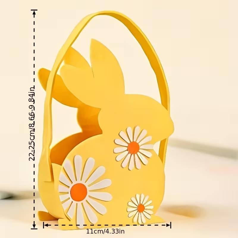 Easter Bunny Shaped Gift Bag Felt Egg Basket with Handle for Easter Decoration and Storage Kids Favors Candy Snacks Bag