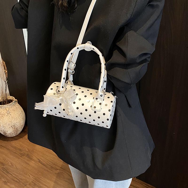 Niche Design Bag Women's New Summer Shoulder Messenger Bag Polka Dot Portable Cylinder Bag