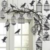 24 Pieces Black Crow Decorations Halloween Hanging Raven Decor Supplies Ornaments, Handmade