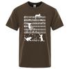 Cotton T Shirt Printed Cat Playing Staves Funny T-shirts for Men Summer Short Sleeve Top Tee Shirts Casual Basic Mens T-shirt