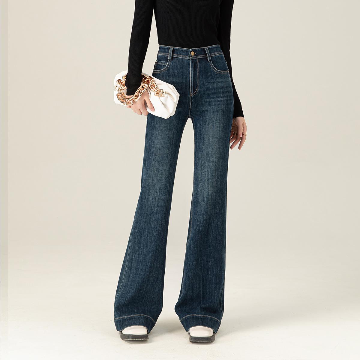 

Xin Ge High-Waisted Retro Micro-Flare Jeans for Tall Women - Slimming, Elastic & Comfortable 33 серый/синий