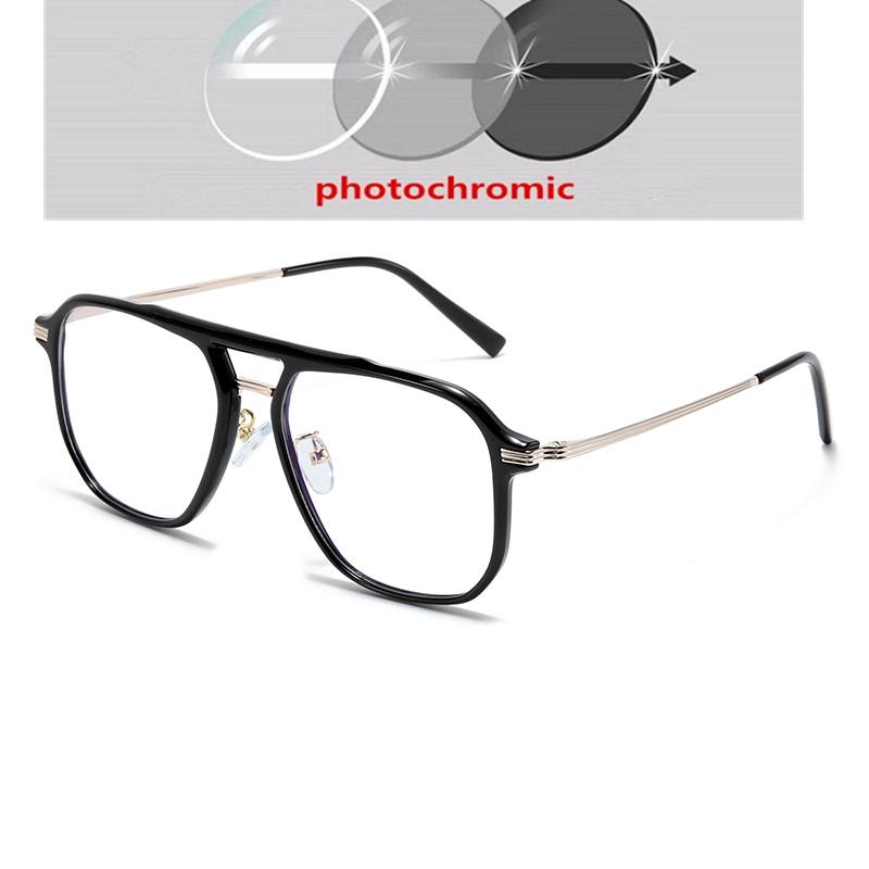 Double Beam Blue Light Blocking Nearsighted Glasses TR90 Square Prescription With Cylinder -0 5 To -6 For Women Men
